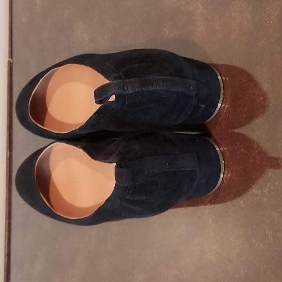 J. Crew Shoes J Crew Womens Anya Black Suede Block Heel Ballet